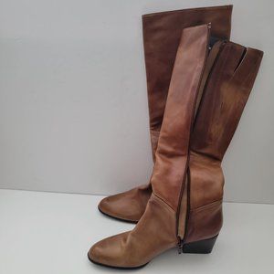 Stuart Weitzman | Brown Leather Over the Calf Rider Heeled Boots